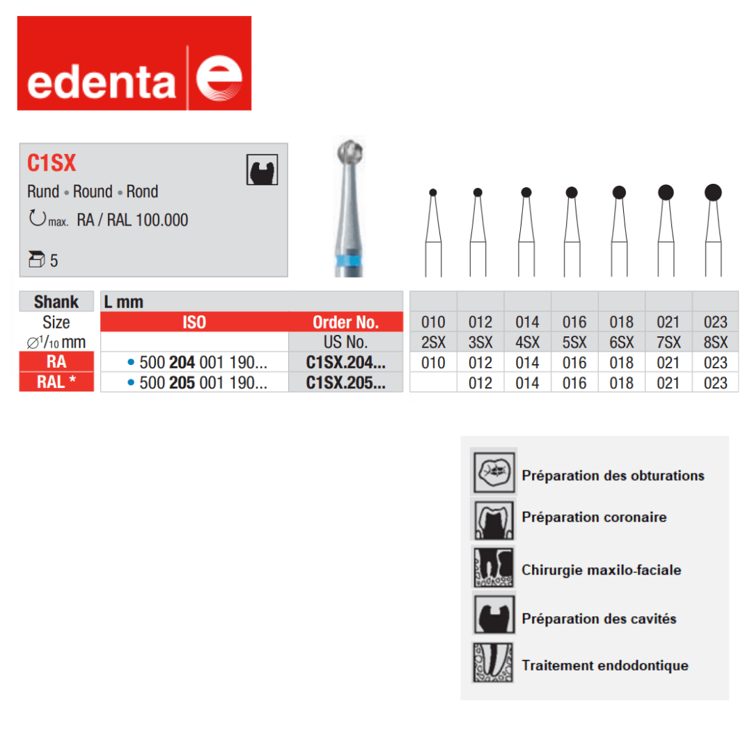 Fraise Ronde Faibles Vibrations - Edenta - La Boutique Du Dentiste