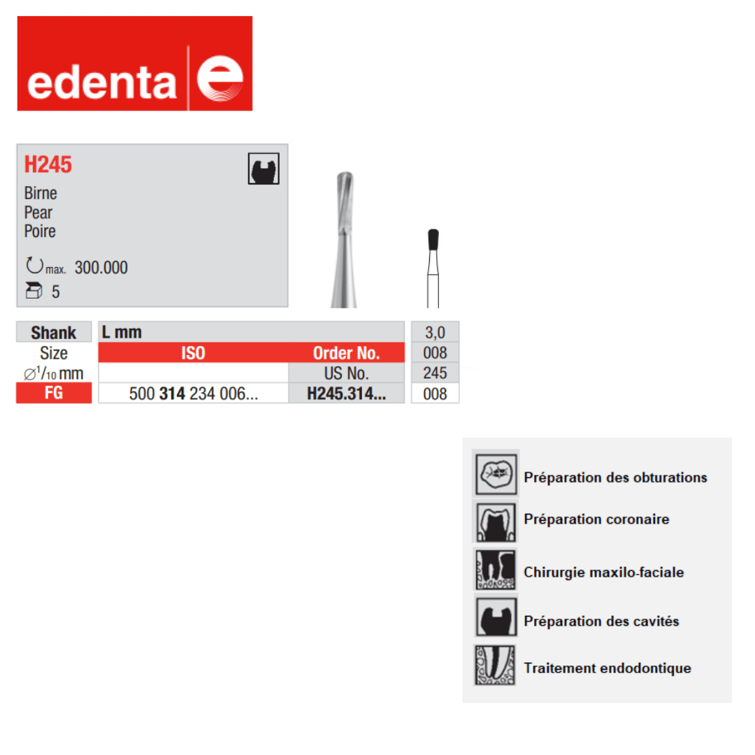 Fraise Poire en Carbure de Tungstène (x5)