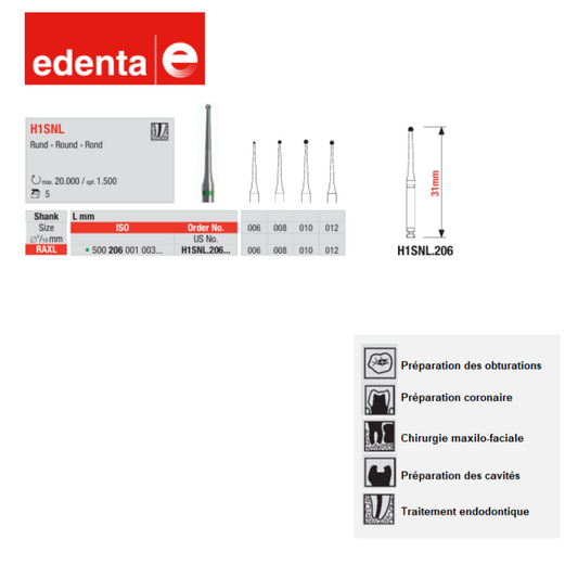 Fraise H1SNL Endobur (x5)