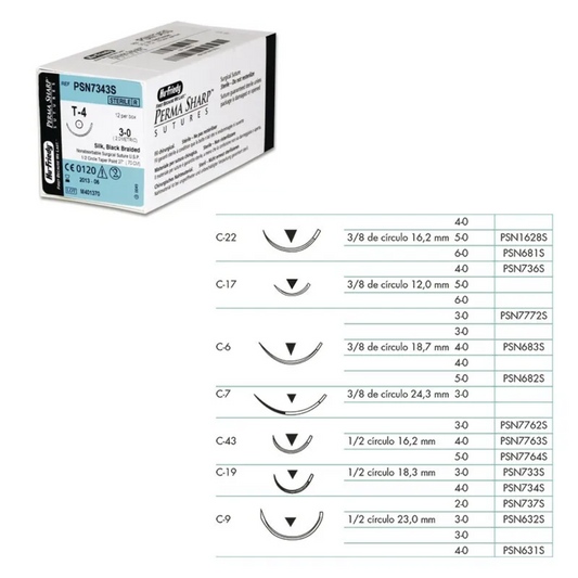 Suture Soie Perma-Sharp PSN7763S Hu-Friedy (x12)
